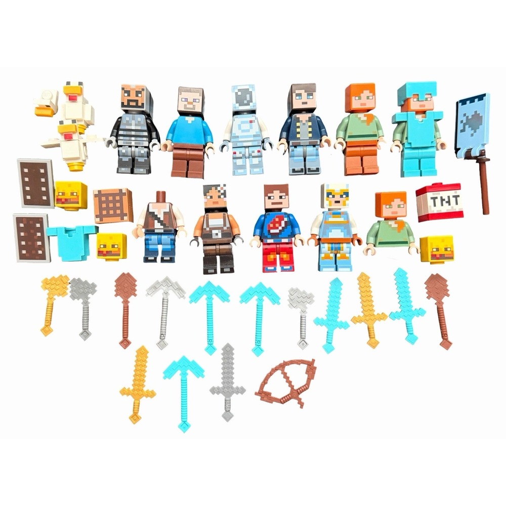LEGO Minecraft Minifigure Lot w/ Accessories